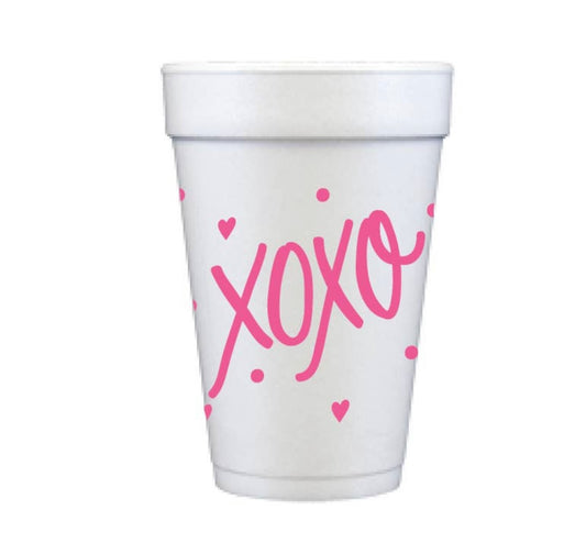 xoxo pink foam cups