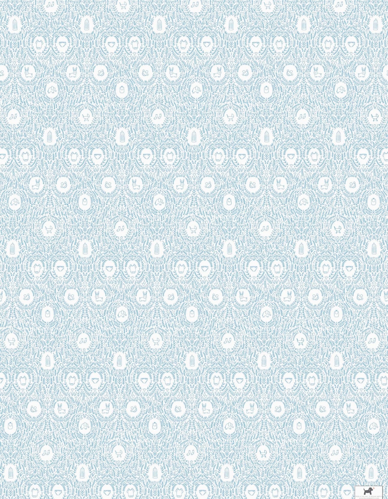 blue medallions baby gift wrap