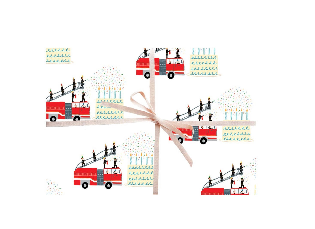 firetrucks gift wrap